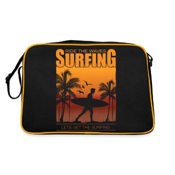 Surfer Wellenreiter - Surfing Ride the Waves - Sac Retro - noir/or - Dos