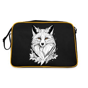 Cute Fox Face Floral - Retro Bag - black/gold - Back