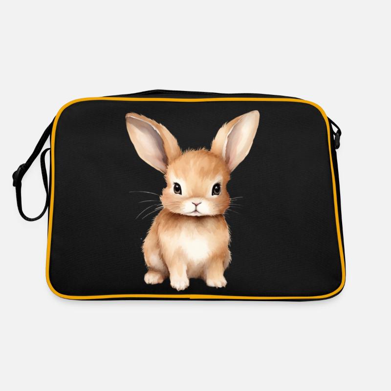 Süßer Hase - Retro Tasche - Schwarz/Gold