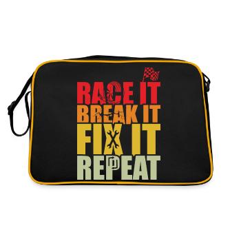 RACE IT BREAK IT FIX IT REPEAT - Retro Tasche - Schwarz/Gold - Hinten