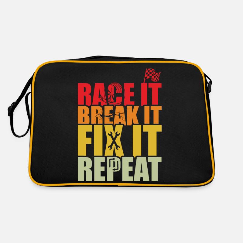RACE IT BREAK IT FIX IT REPEAT - Sac Retro - noir/or
