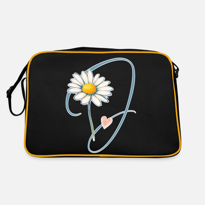 Buchstabe J Gänseblümchen Herz Retro Tasche