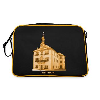 Geithain, Town Hall, Leipzig, Saxony - Retro Bag - black/gold - Back