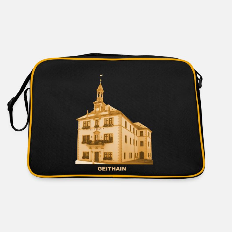 Geithain Rathaus Leipzig Sachsen - Retro Tasche - Schwarz/Gold