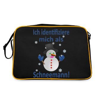 Schneemann Identität - Vers.2 - Retro Tasche - Schwarz/Gold - Hinten