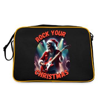 rock xmas 2 - Retro Tasche - Schwarz/Gold - Hinten