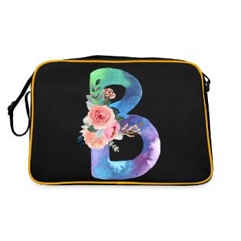 Buchstabe b Aquarell - Retro Tasche - Schwarz/Gold - Hinten
