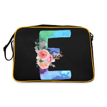 Buchstabe E Aquarell - Retro Tasche - Schwarz/Gold - Hinten