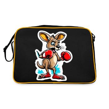 Känguru / Tier / Australien / Beuteltier / Outback - Retro Tasche - Schwarz/Gold - Hinten