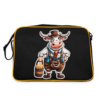 Lederhosen / Animal / Traditional costume / Tradition / Cow - Retro Bag - black/gold - Back
