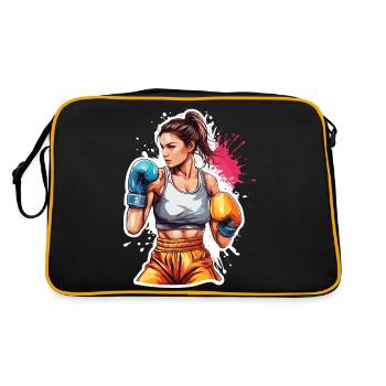 Boxer / Sport / Kampf / Arena / Boxring / Fäuste - Retro Tasche - Schwarz/Gold - Hinten