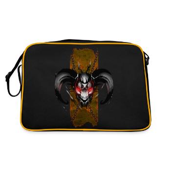 Demon Head with Horns and Glowing Red Eyes - Retro Bag - black/gold - Back