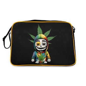 Die Party Marihuana Cartoonfigur Rebellion - Retro Tasche - Schwarz/Gold - Hinten