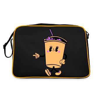 drink cartoon - Retro Tasche - Schwarz/Gold - Hinten