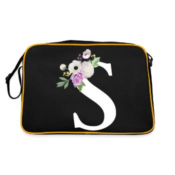 Purple Floral Letter S - Retro Bag - black/gold - Back
