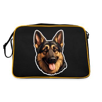 German Shepherd Head - Retro Bag - black/gold - Back