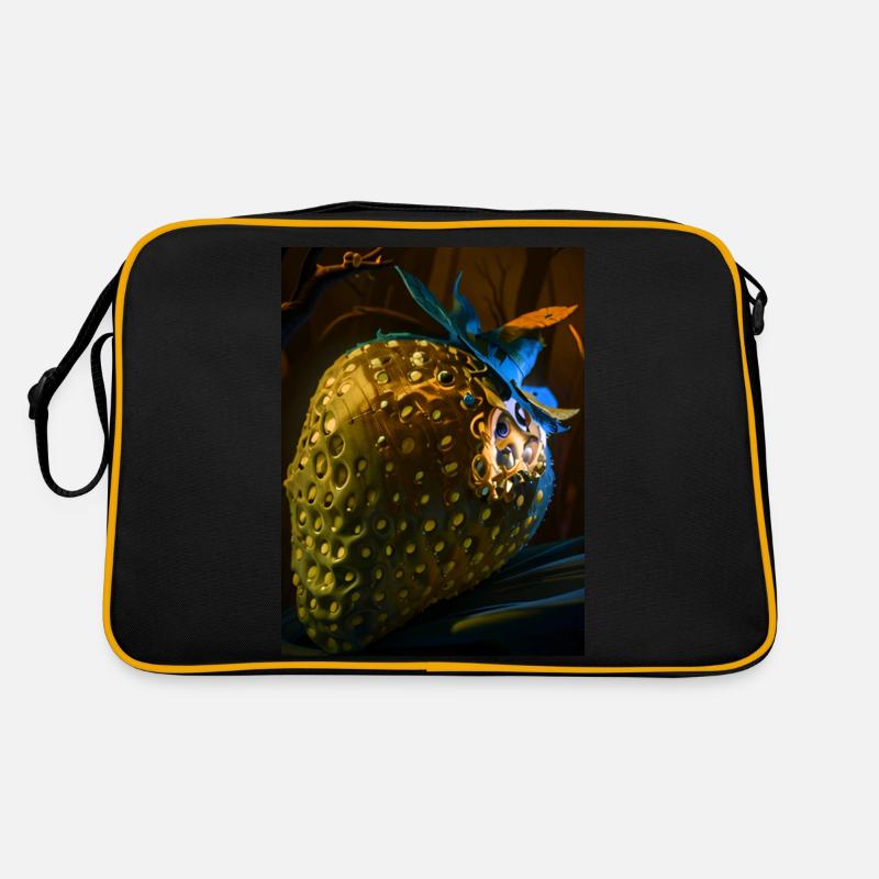 Erdbeere, technisch, Hightech, illustration,gold Retro Tasche