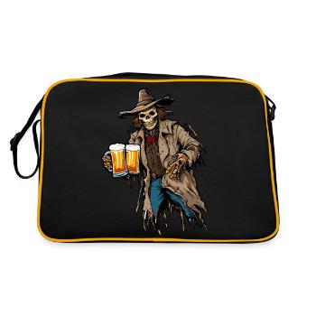 Vogelscheuche / Erntehelfer / Maisfeld / Feld - Retro Tasche - Schwarz/Gold - Hinten