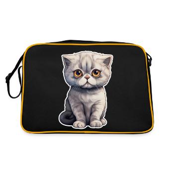 Scottish Fold Katze - Retro Tasche - Schwarz/Gold - Hinten