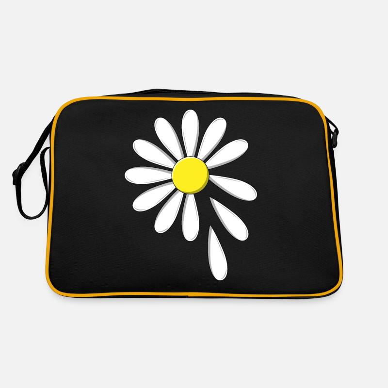 Margerite - er liebt mich, er liebt mich nicht - Retro Tasche - Schwarz/Gold
