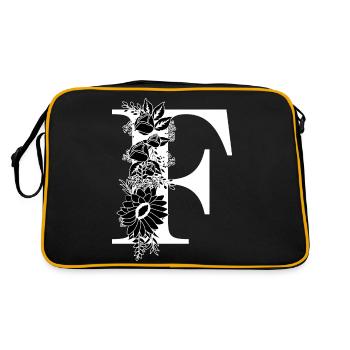 Floral letter f black and white - Retro Bag - black/gold - Back