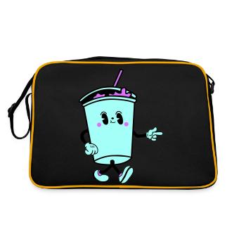 drink cartoon - Retro Tasche - Schwarz/Gold - Hinten