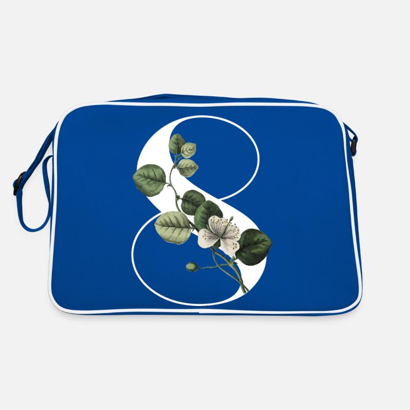 Nummer 8 Grüne Blumen - 8. Blumengeburtstag Retro Tasche