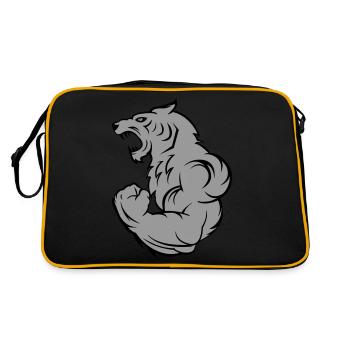 strong tiger wolf - Retro Tasche - Schwarz/Gold - Hinten
