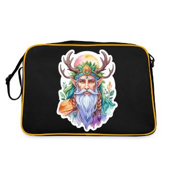 Druide Wasserfarben - Retro Tasche - Schwarz/Gold - Hinten