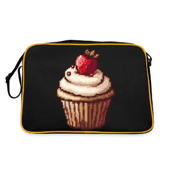 Icône de pixel de muffin - Sac Retro - noir/or - Dos