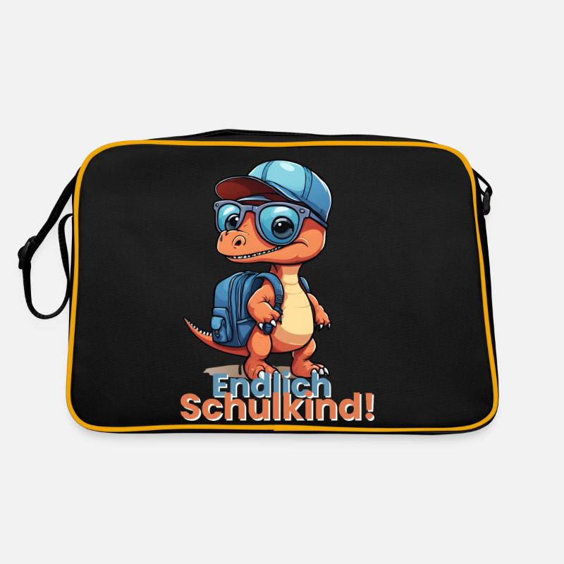 Endlich Schulkind Schulstart Schulanfang Spruch Retro Tasche