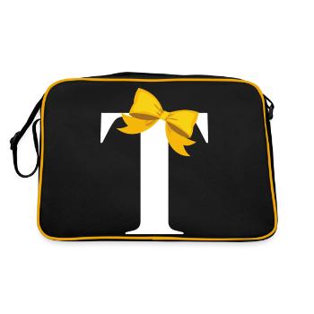 Letter t yellow bow - Retro Bag - black/gold - Back