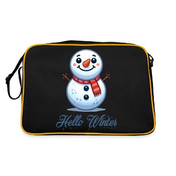 Snowman Schneemann Hello Winter - Retro Tasche - Schwarz/Gold - Hinten