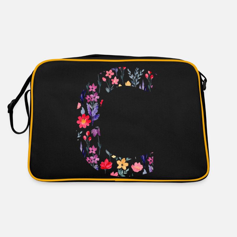 Personalisierter Blumenbuchstabe c - Geschenkidee Retro Tasche