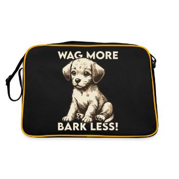 Wag more, bark less! - Retro Tasche - Schwarz/Gold - Hinten