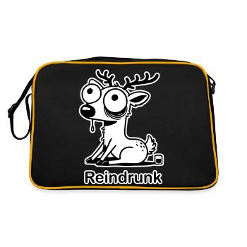 Funny drunk deer - "Reindrunk" Design - Retro Bag - black/gold - Back