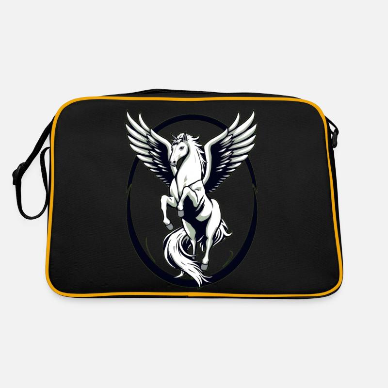 Cooles weißes Pegasus Retro Tasche