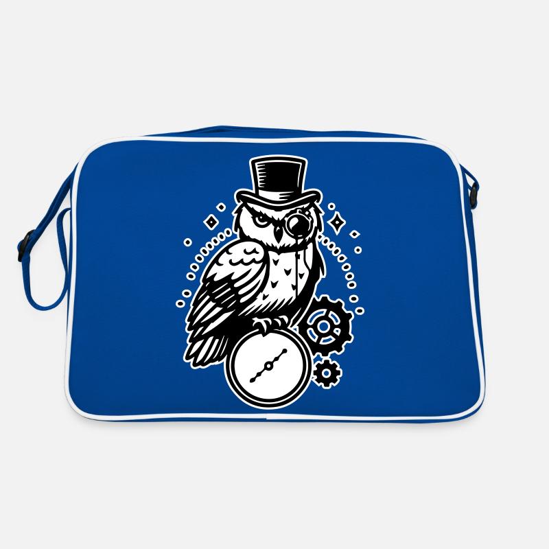 Steampunk owl and clock design Retro Bag