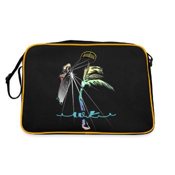 WK Palme Frau Kitesurferin - Retro Tasche - Schwarz/Gold - Hinten