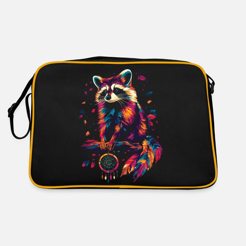 Waschbär mit Traumfänger Retro Tasche