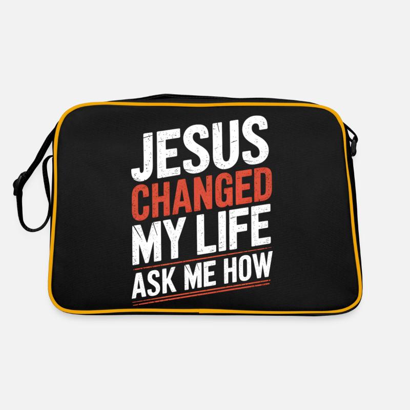 Jesus hat mein Leben verändert! Christlich - Retro Tasche - Schwarz/Gold