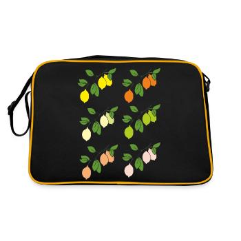 zitrusfruechte zweige - Retro Tasche - Schwarz/Gold - Hinten