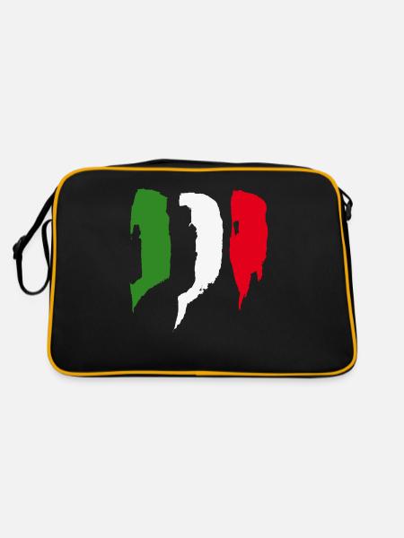 Italy Flag - Brush Strokes - Retro Bag - black/gold - Back
