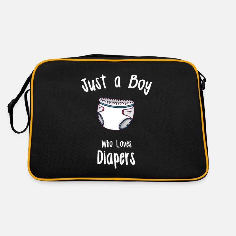 ABDL Diaper designs for Men - Retro Bag - black/gold