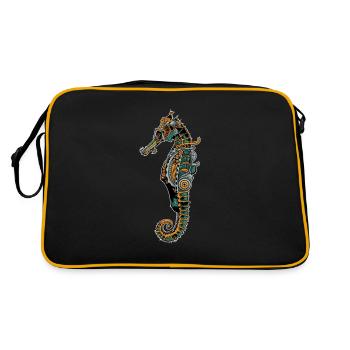 Motif animal marin hippocampe mécanique - Sac Retro - noir/or - Dos