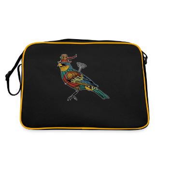 Motif animal jouet oiseau coloré mécanique - Sac Retro - noir/or - Dos