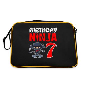 Birthday Ninja For Little Ninjas for their 7th Birthday - Retro Bag - black/gold - Back