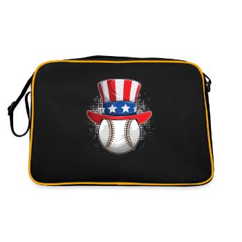 Amerikanischer 4. Juli Patriotischer Baseball - Retro Tasche - Schwarz/Gold - Hinten