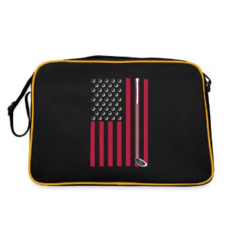 Golf Clubs Patriotische Flagge Für Golfer - Retro Tasche - Schwarz/Gold - Hinten