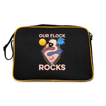 Unser Flock Rocks - Retro Tasche - Schwarz/Gold - Hinten